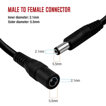 10M/5M DC Power Extension Cord 5.5Mm*2.1Mm Jack Adapter Lead Cable Female to Male External Plug for Electronics