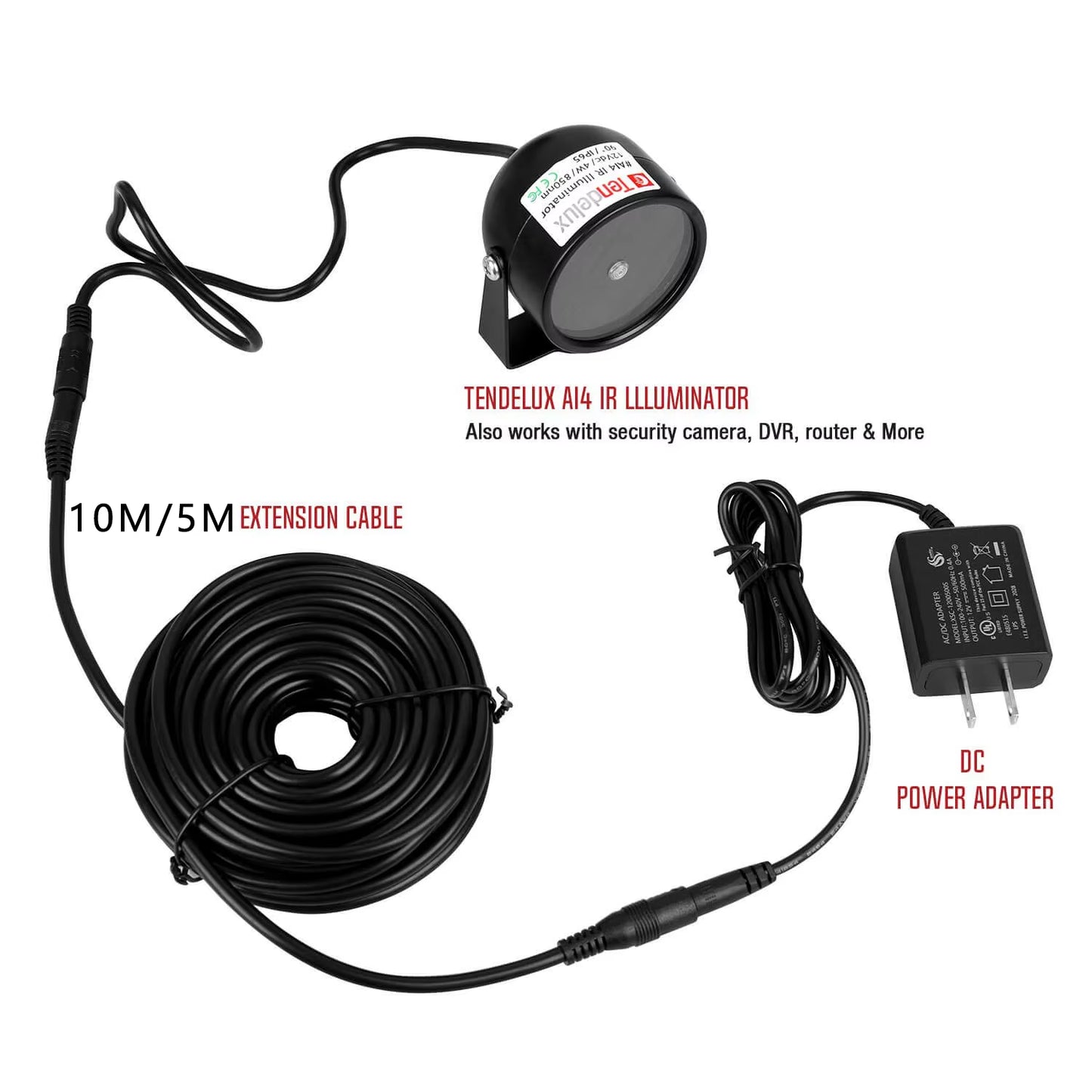 10M/5M DC Power Extension Cord 5.5Mm*2.1Mm Jack Adapter Lead Cable Female to Male External Plug for Electronics